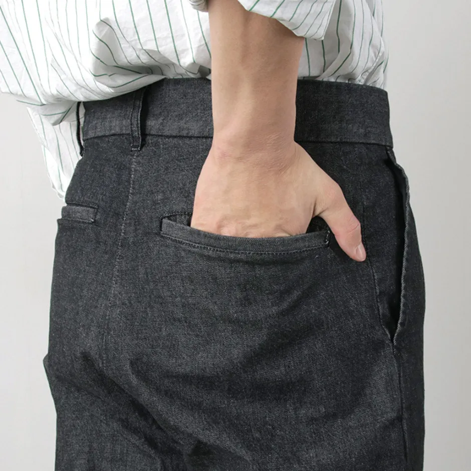 Jeans^FUJITO / 2 Tuck Trousers Light Ounce Denim black