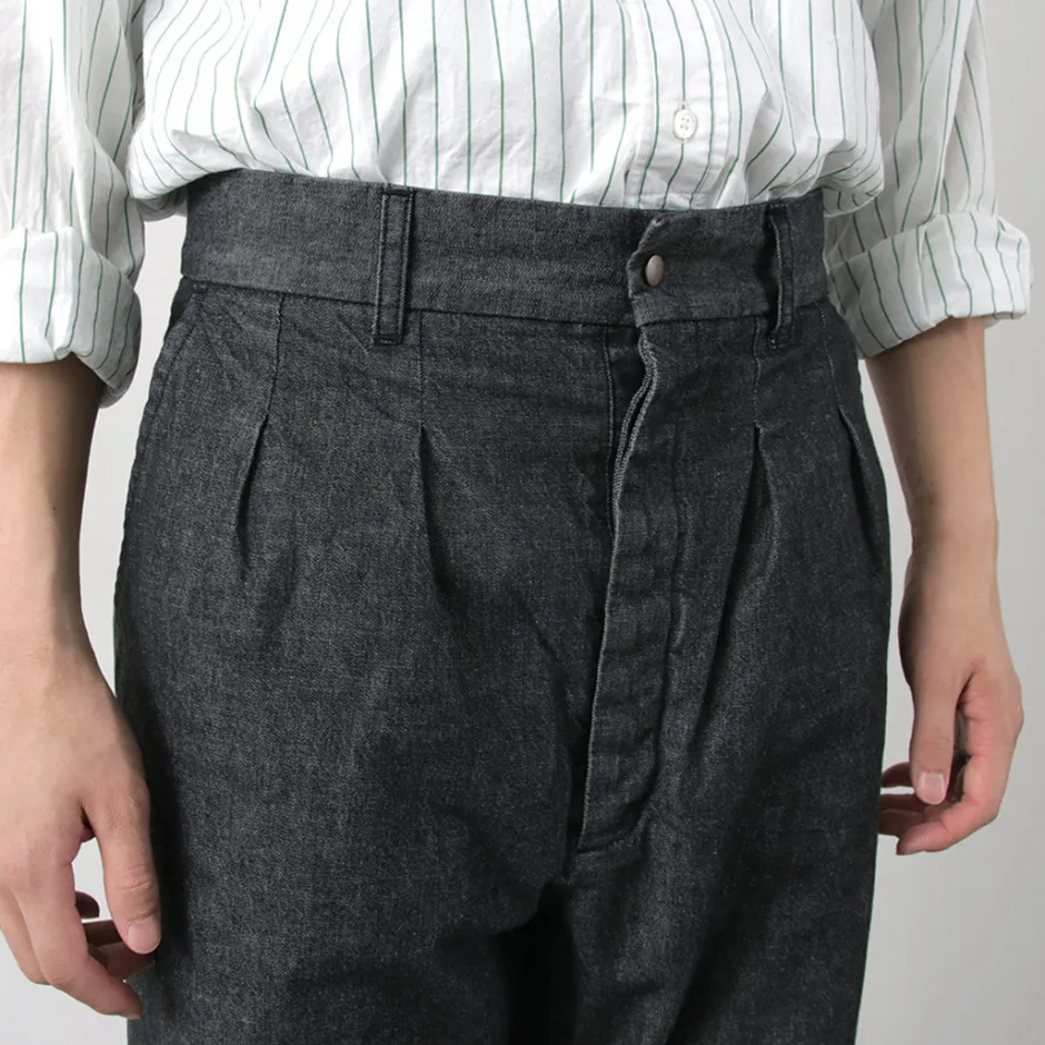 Jeans^FUJITO / 2 Tuck Trousers Light Ounce Denim black