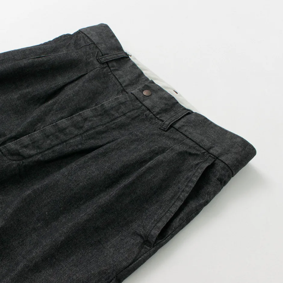 Jeans^FUJITO / 2 Tuck Trousers Light Ounce Denim black