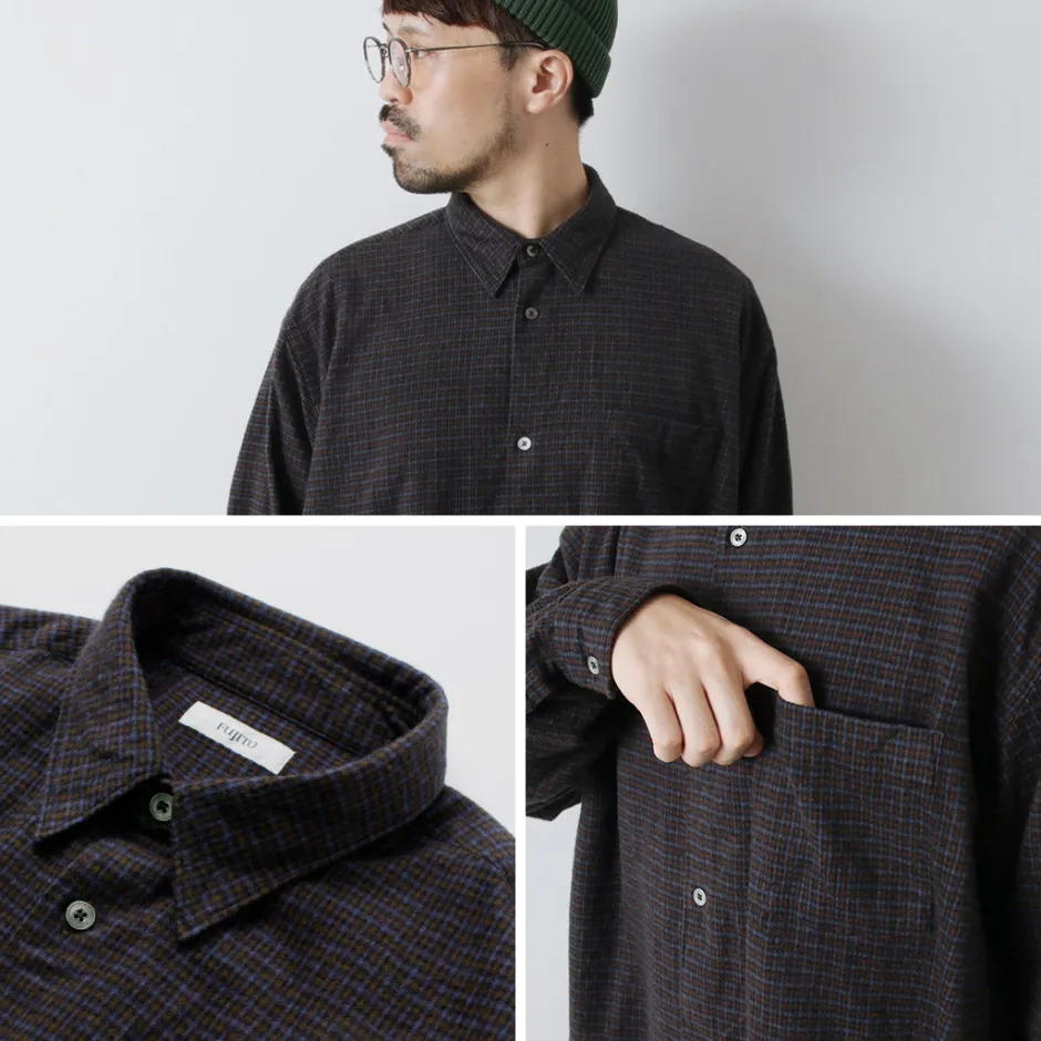 Shirts^FUJITO / Big Size Shirt micro check brown