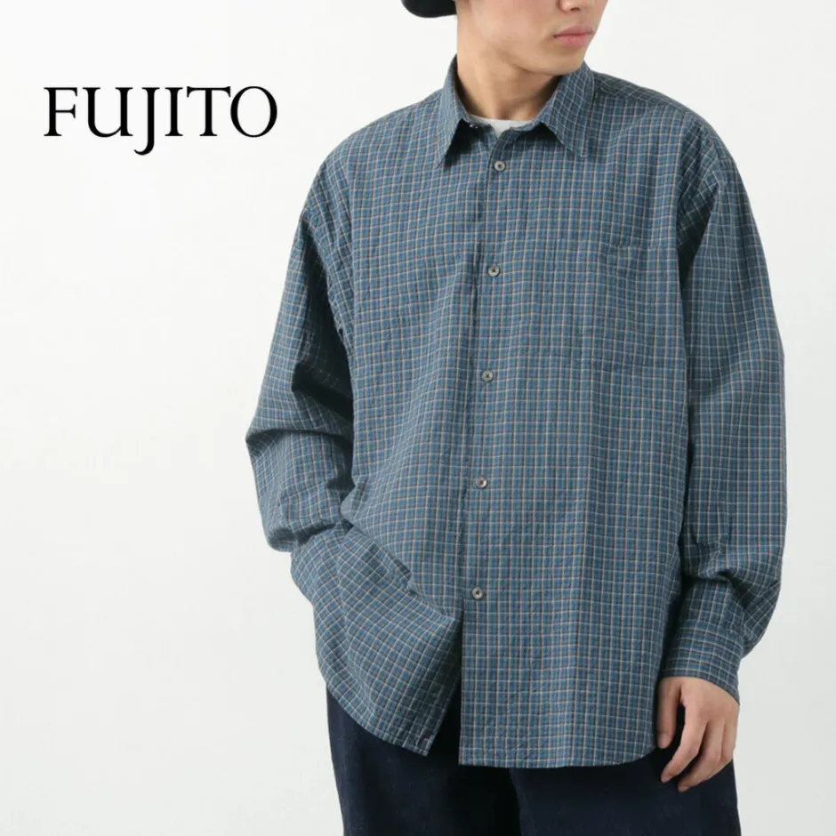 Shirts^FUJITO / Big Size Shirt Small Check blue