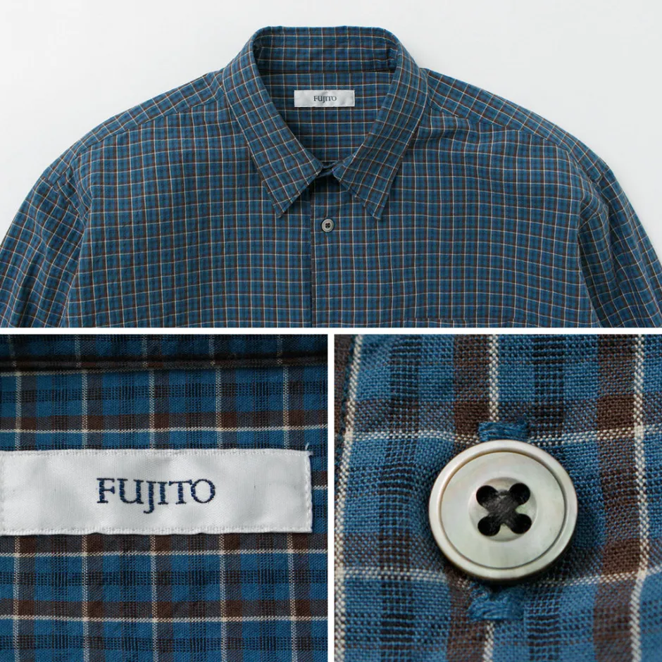 Shirts^FUJITO / Big Size Shirt Small Check blue