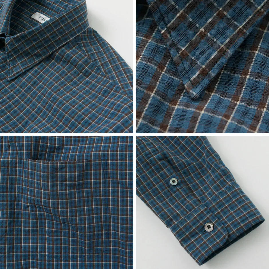 Shirts^FUJITO / Big Size Shirt Small Check blue
