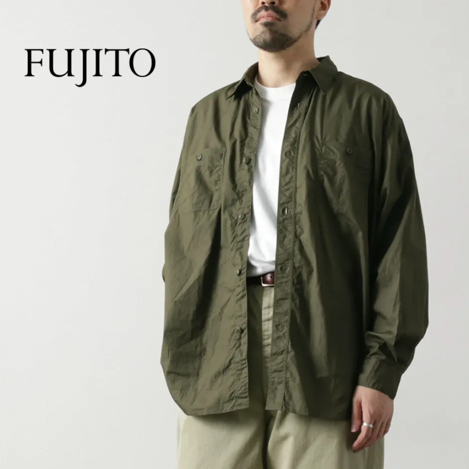 Shirts^FUJITO / Big Size Work Shirt Broad olive