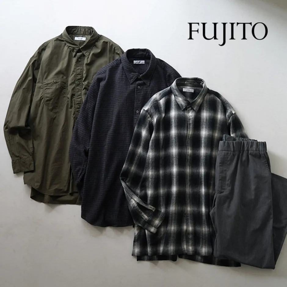 Shirts^FUJITO / Big Size Work Shirt Broad olive