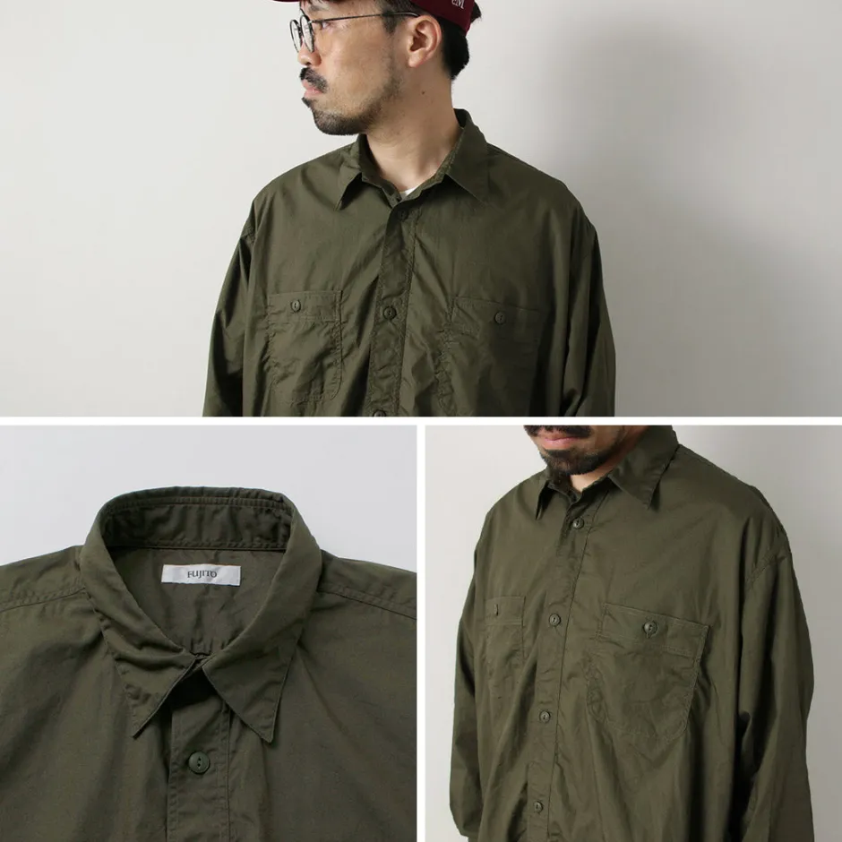 Shirts^FUJITO / Big Size Work Shirt Broad olive
