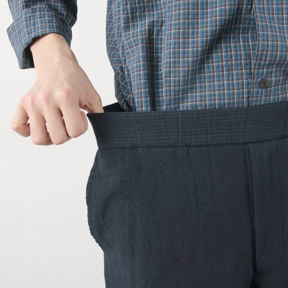 Trousers^FUJITO / Cotton Linen Seersucker Easy Pants navy