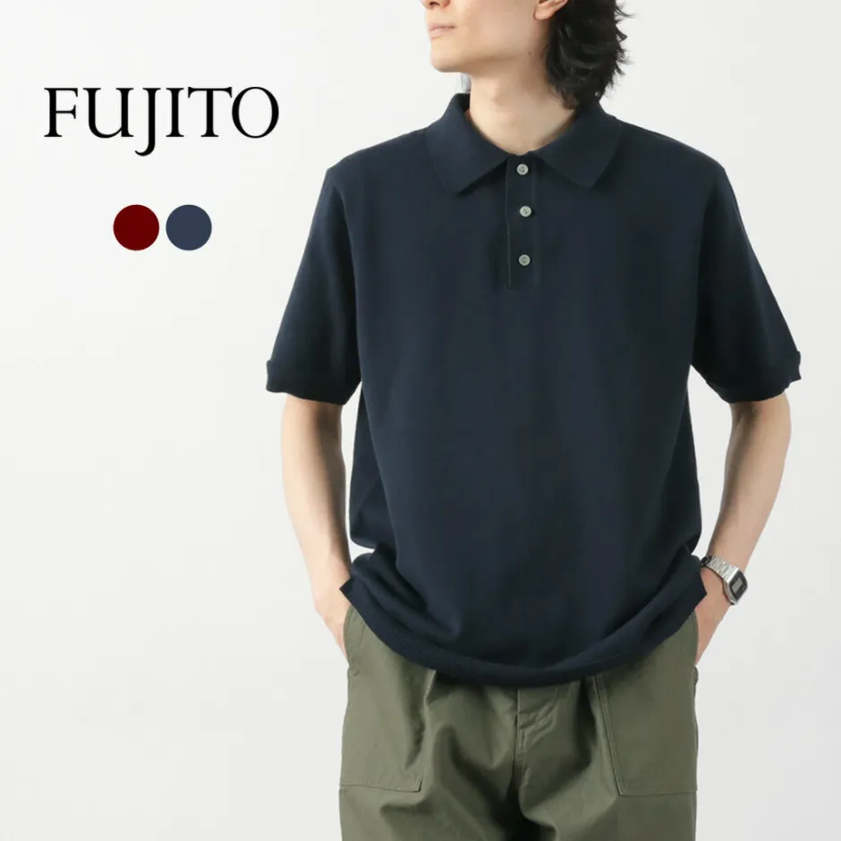 T-Shirts^FUJITO / Knit Polo Easy Solid Collar