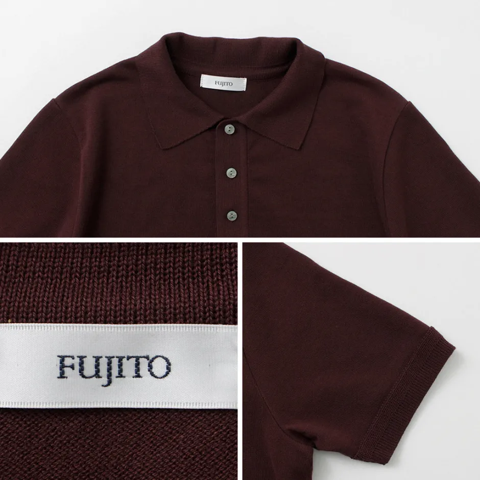 T-Shirts^FUJITO / Knit Polo Easy Solid Collar