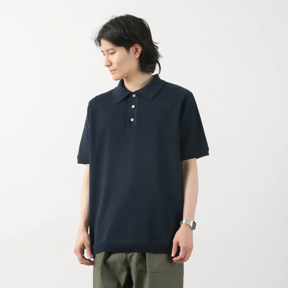 T-Shirts^FUJITO / Knit Polo Easy Solid Collar