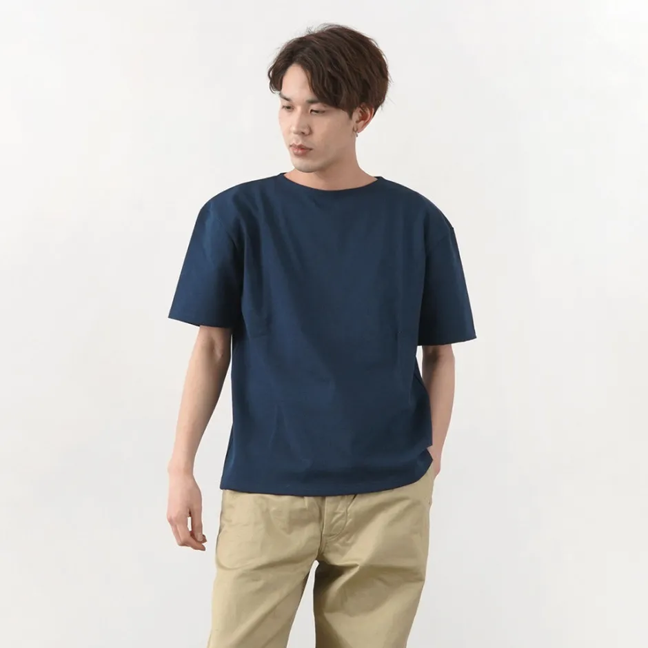 T-Shirts^GLACON / Solid colour Boat neck Big shirt