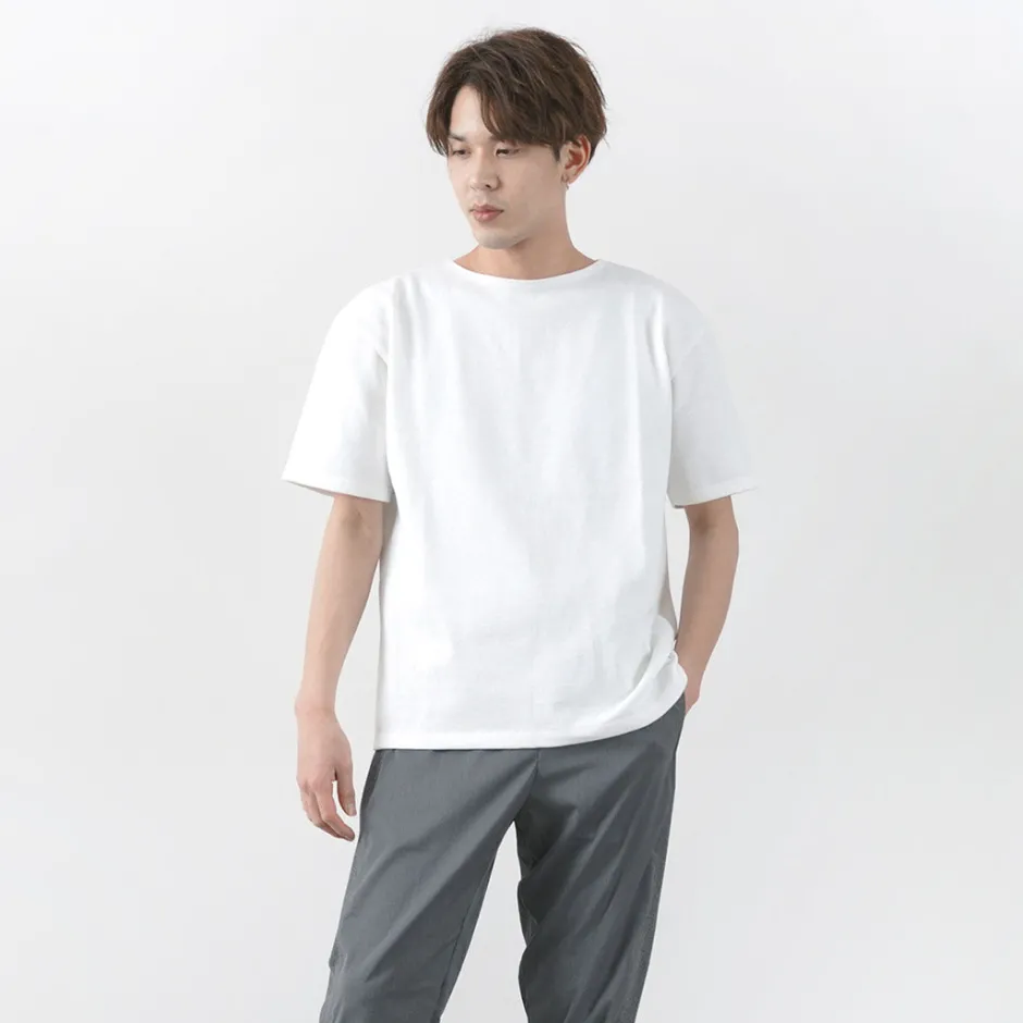 T-Shirts^GLACON / Solid colour Boat neck Big shirt