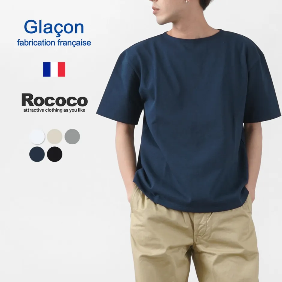 T-Shirts^GLACON / Solid colour Boat neck Big shirt