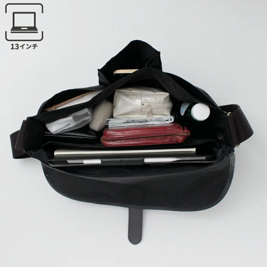 Shoulder Bags^GLENROYAL / Flap Shoulder Bag Nylon Tussah black