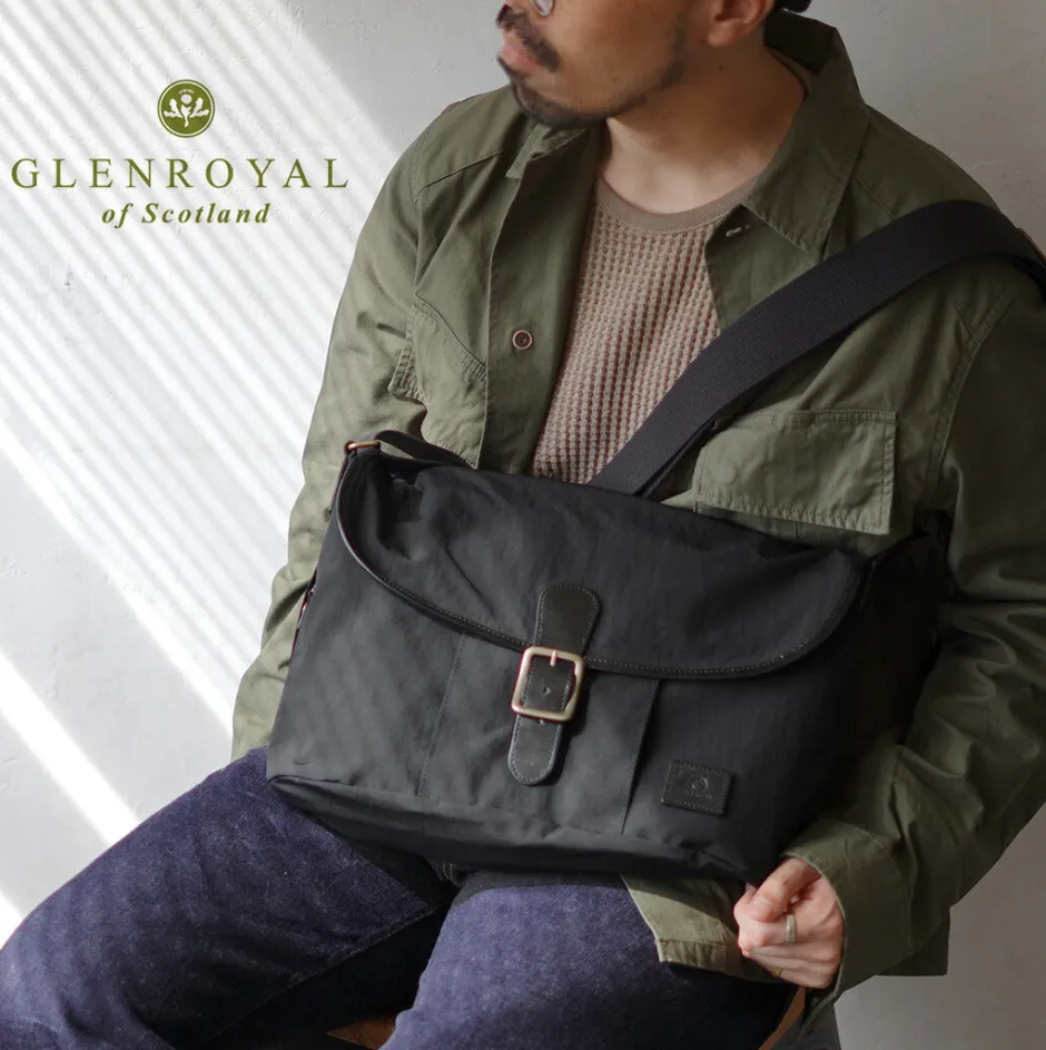 Shoulder Bags^GLENROYAL / Flap Shoulder Bag Nylon Tussah black