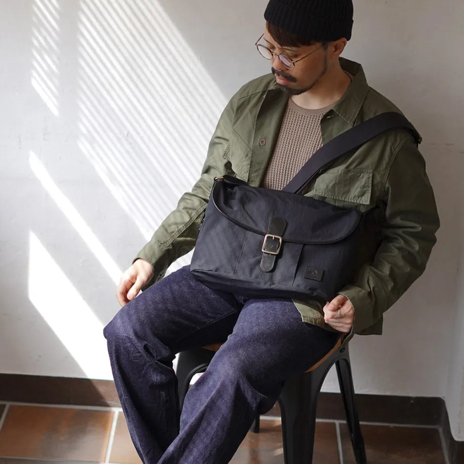 Shoulder Bags^GLENROYAL / Flap Shoulder Bag Nylon Tussah black