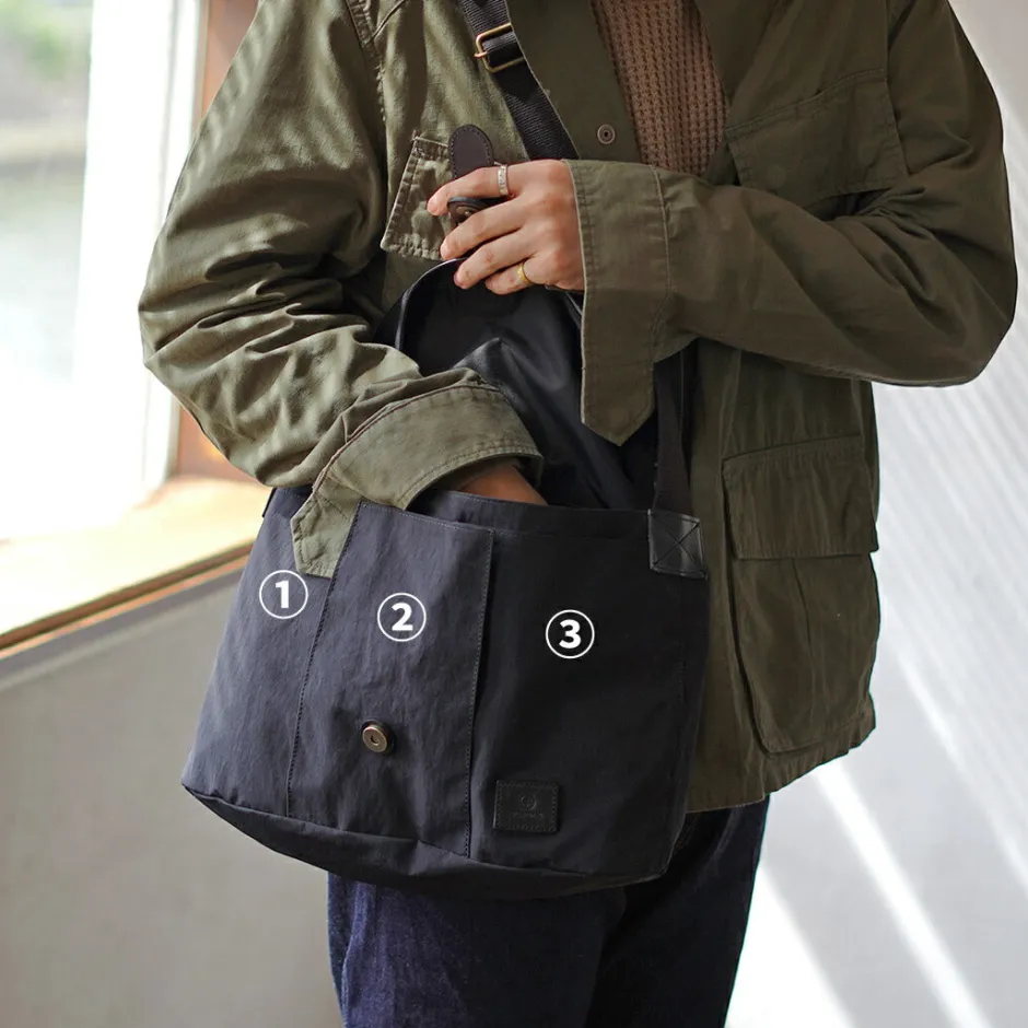 Shoulder Bags^GLENROYAL / Flap Shoulder Bag Nylon Tussah black