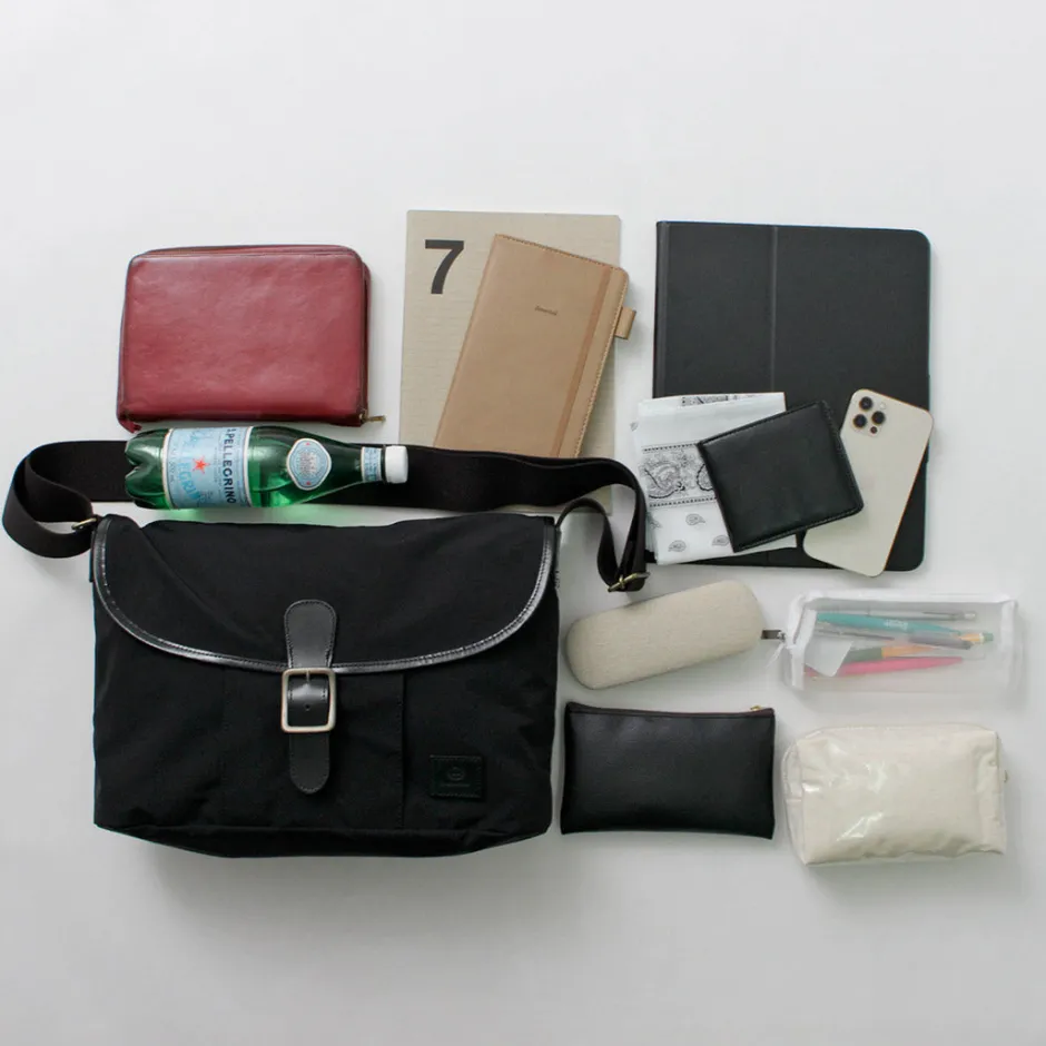 Shoulder Bags^GLENROYAL / Flap Shoulder Bag Nylon Tussah black