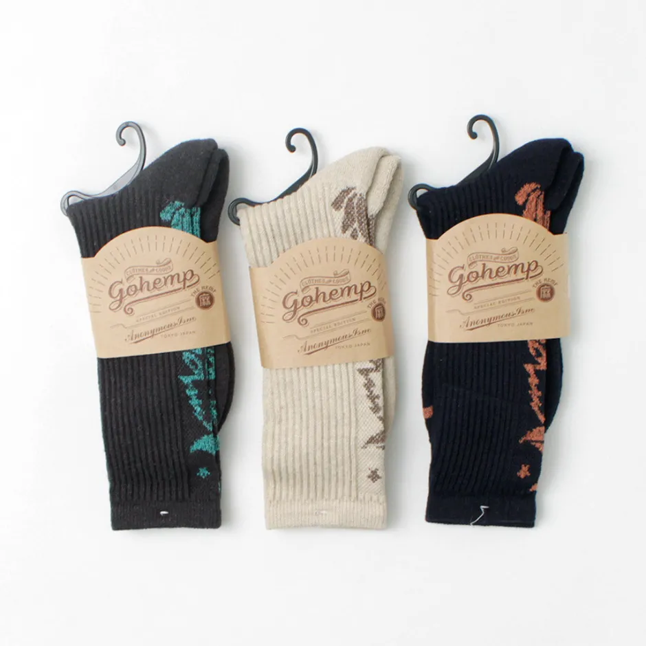 Socks^GOHEMP / Patterned Pile Crew Socks