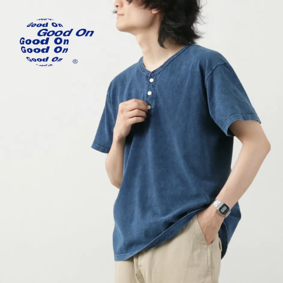T-Shirts^GOOD ON / Short Sleeve Henley T-Shirt / Shave indigo