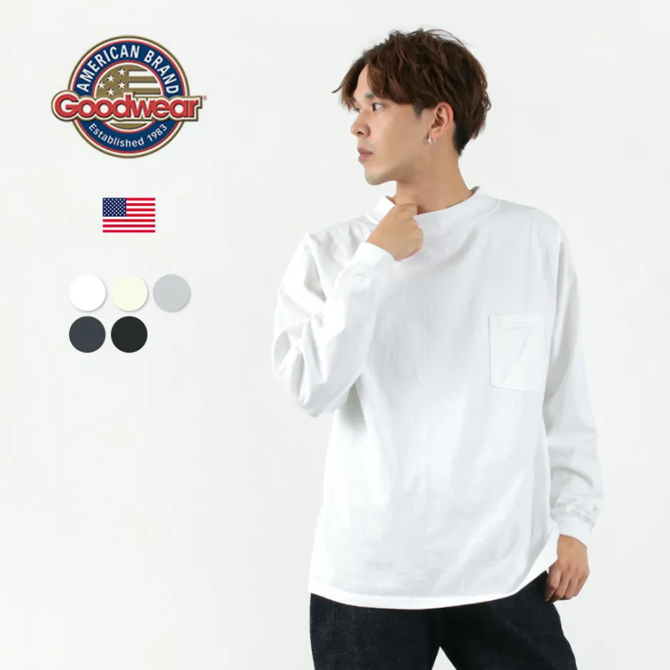 T-Shirts^GOODWEAR / Long Sleeve Mock Neck Pocket T-Shirt