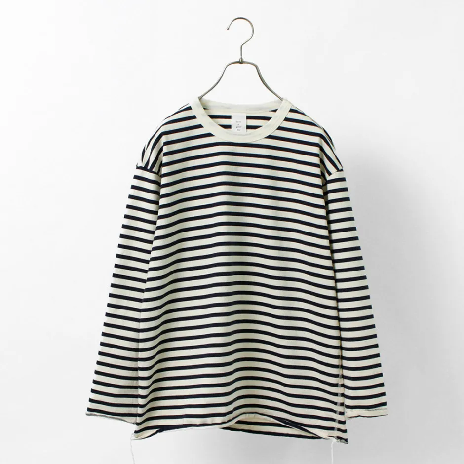 T-Shirts^HAVE A GOOD DAY / Striped Loose Long Sleeve T-Shirt
