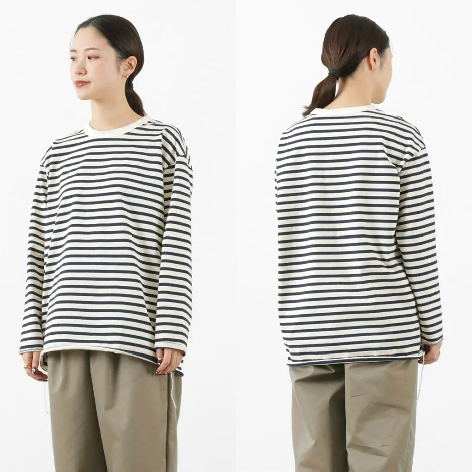 T-Shirts^HAVE A GOOD DAY / Striped Loose Long Sleeve T-Shirt