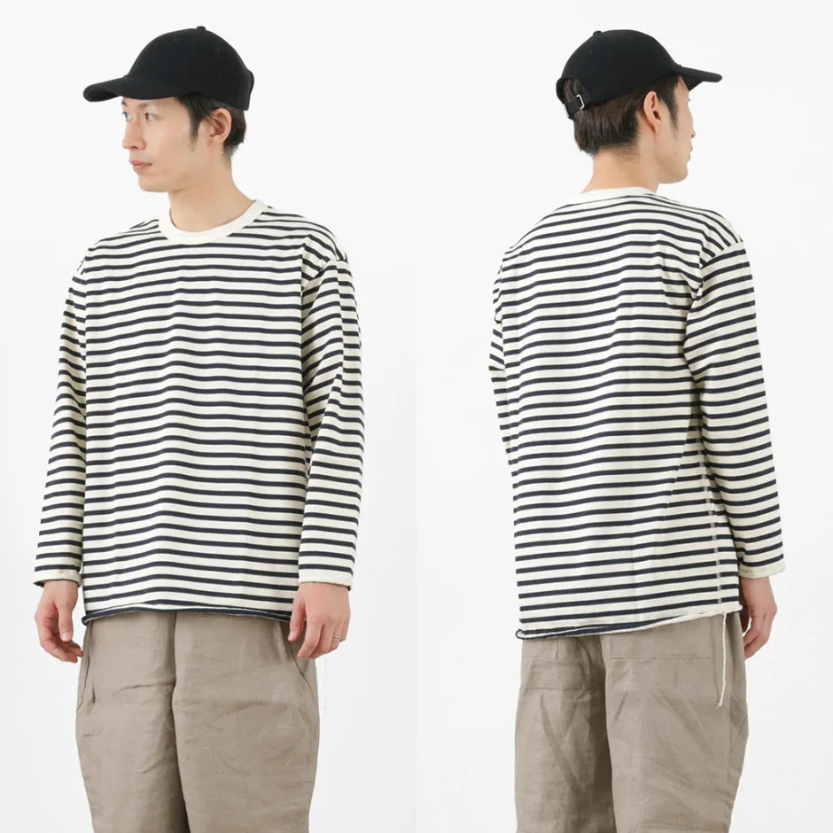 T-Shirts^HAVE A GOOD DAY / Striped Loose Long Sleeve T-Shirt