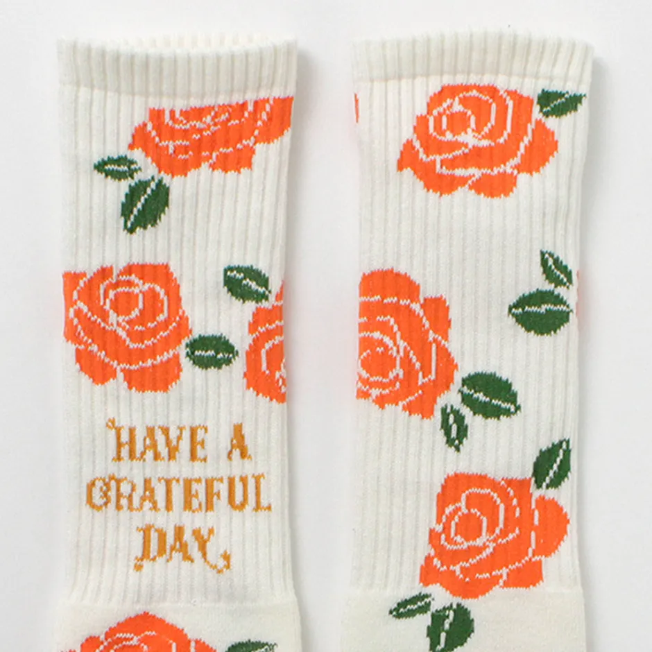 Socks^HAVE A GRATEFUL DAY / Crew Socks Flower