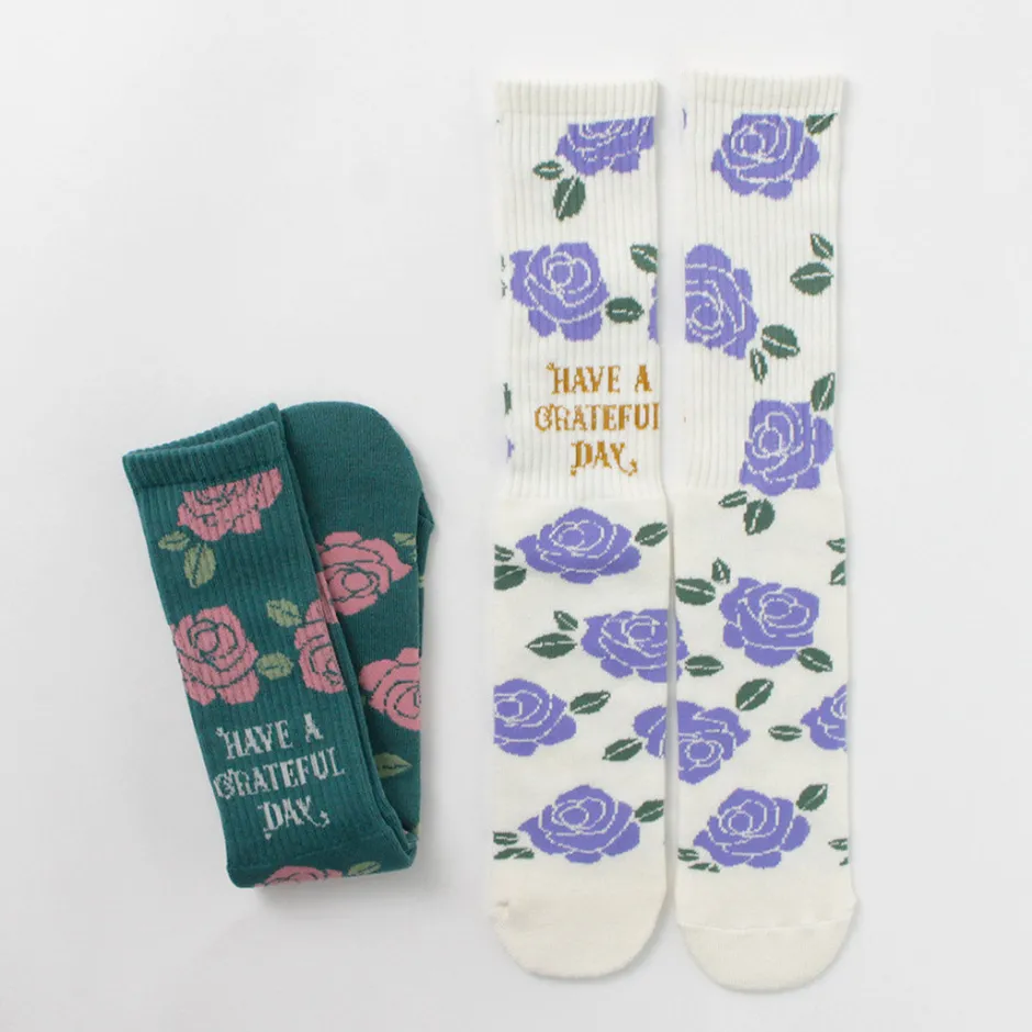 Socks^HAVE A GRATEFUL DAY / Crew Socks Flower