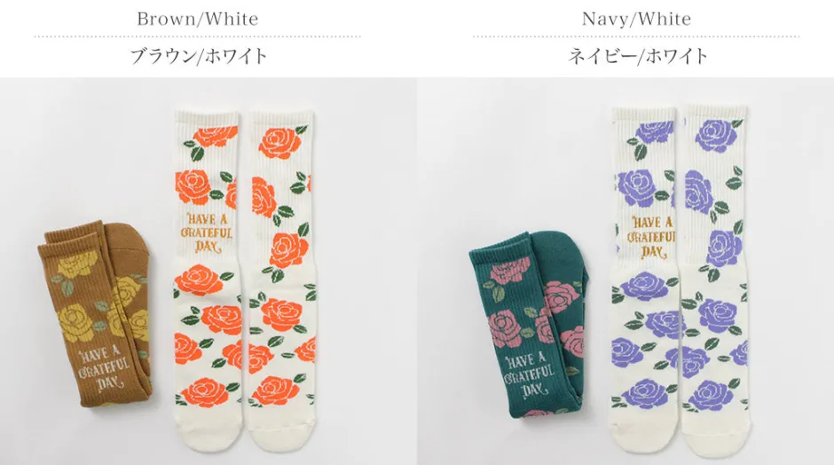 Socks^HAVE A GRATEFUL DAY / Crew Socks Flower