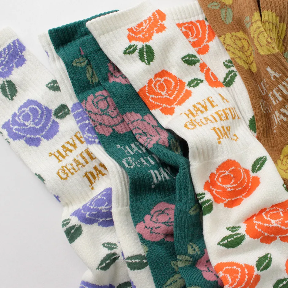 Socks^HAVE A GRATEFUL DAY / Crew Socks Flower