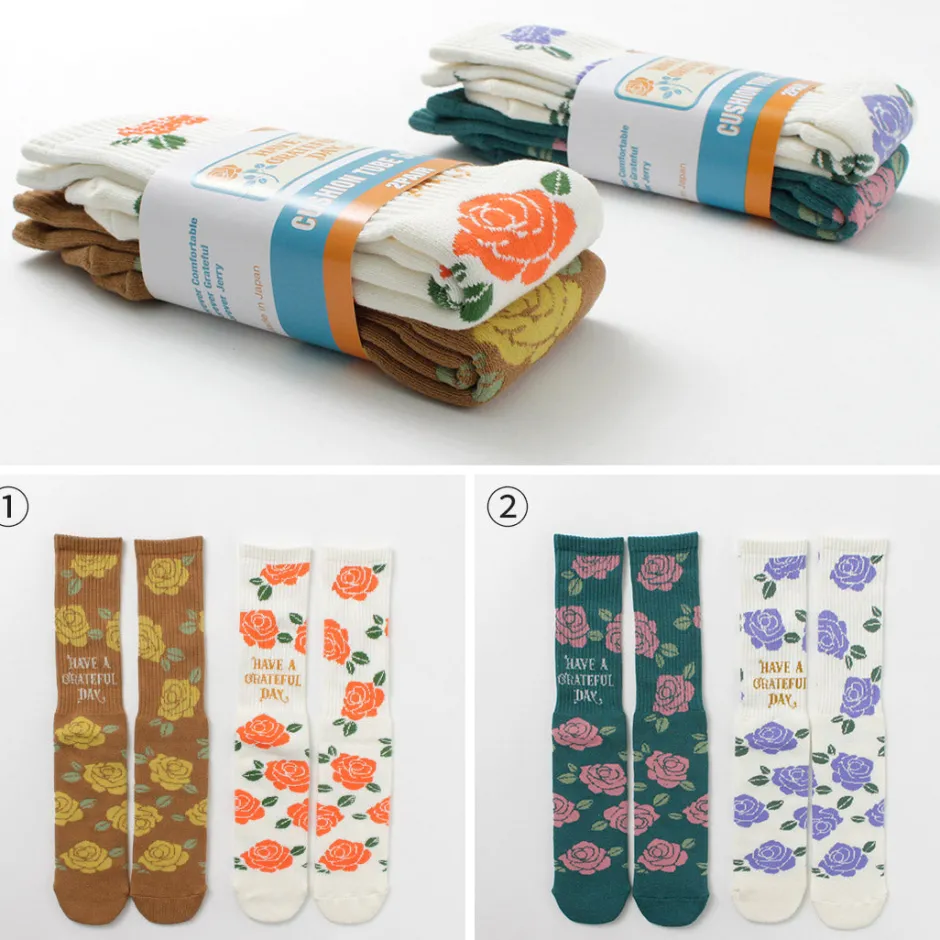 Socks^HAVE A GRATEFUL DAY / Crew Socks Flower