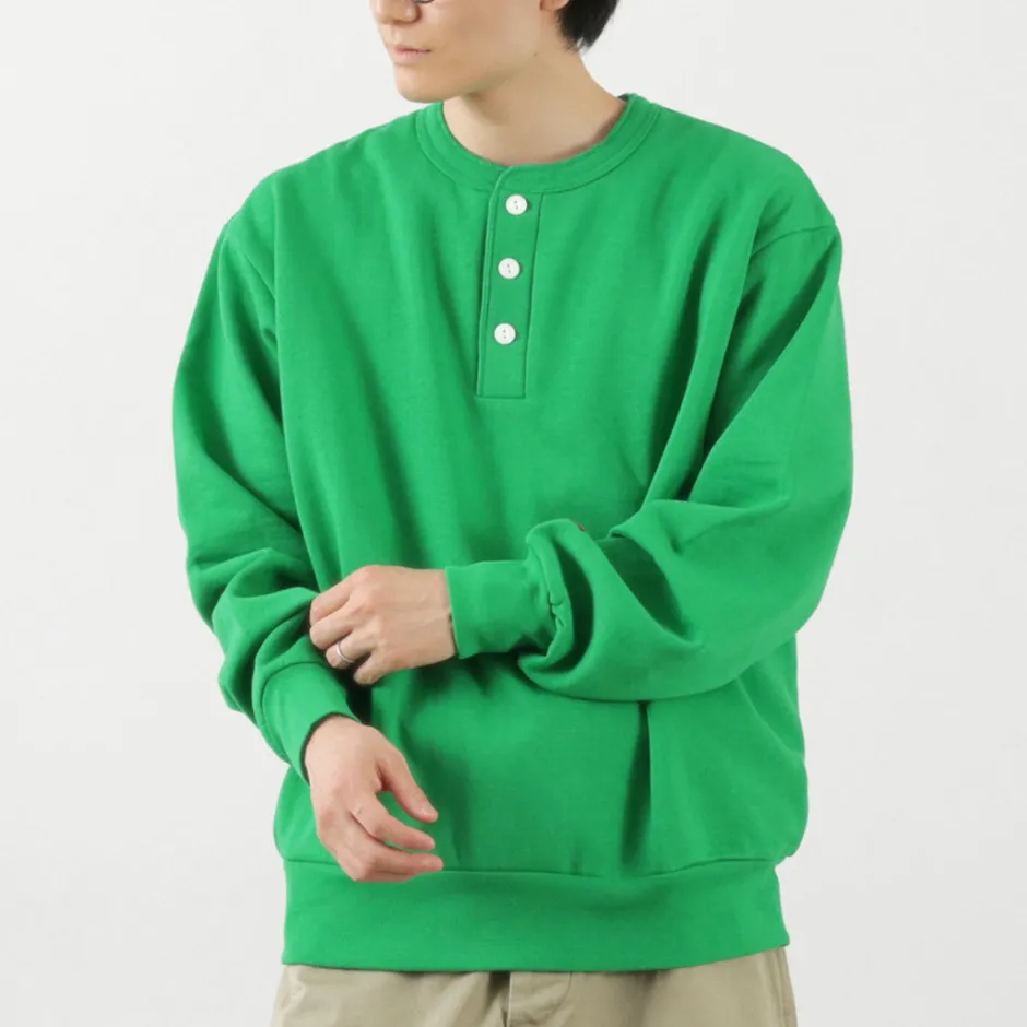 Sweatshirts^HEALTHKNIT / Classic Sweatshirt Henley Neck Long Sleeve