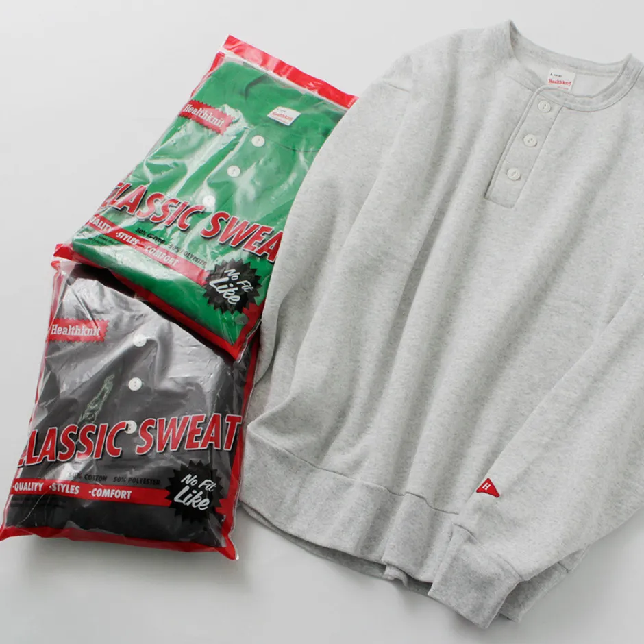 Sweatshirts^HEALTHKNIT / Classic Sweatshirt Henley Neck Long Sleeve