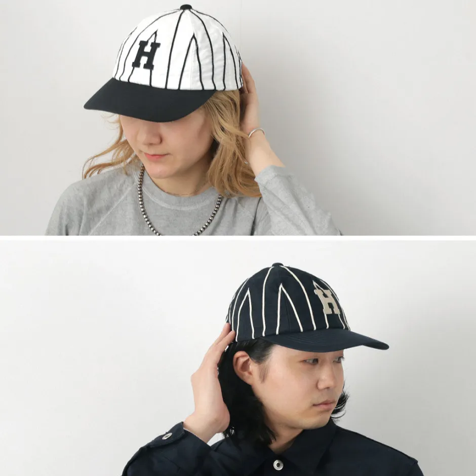 Hats^HICOSAKA / Striped 8 Panel Logo Cap