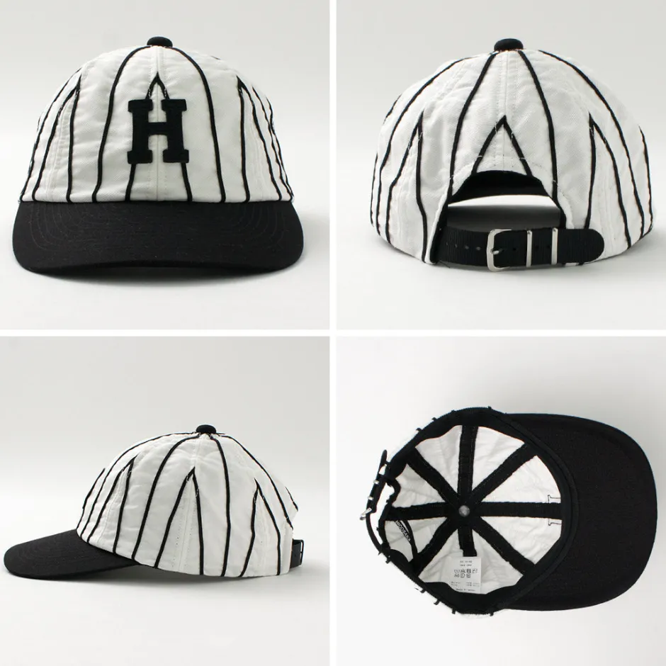 Hats^HICOSAKA / Striped 8 Panel Logo Cap