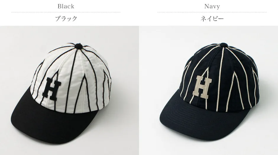 Hats^HICOSAKA / Striped 8 Panel Logo Cap