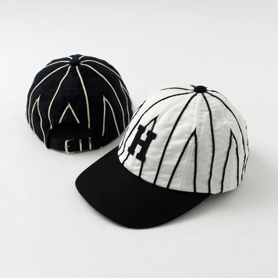 Hats^HICOSAKA / Striped 8 Panel Logo Cap