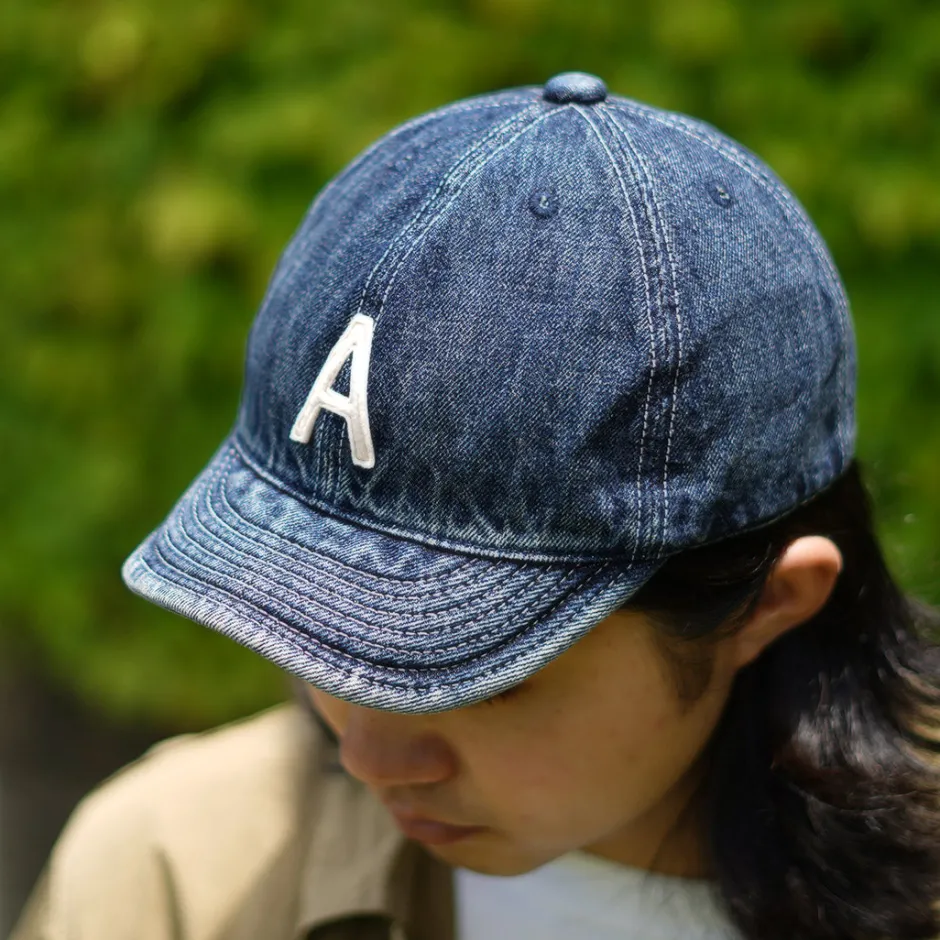 Hats^HIGHER / Selvage denim cap with initials badge