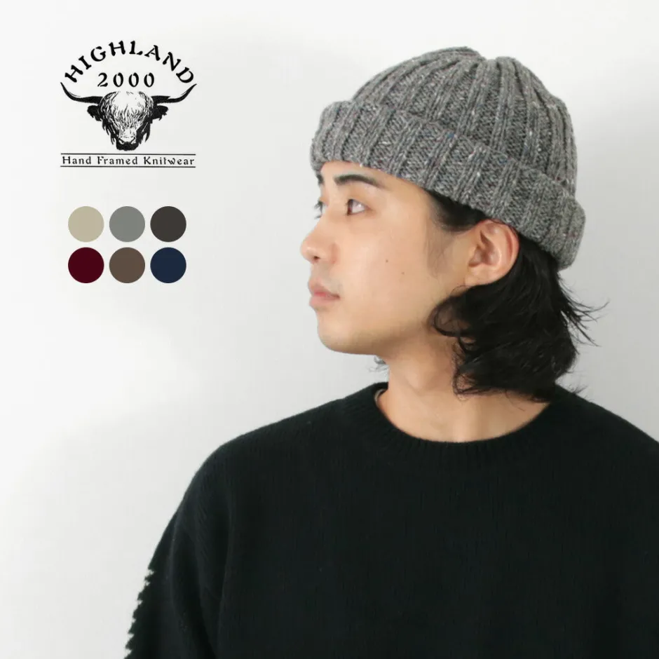 Hats^HIGHLAND 2000 / BW nep wool 2ÁE bobby cap (double turn-up)