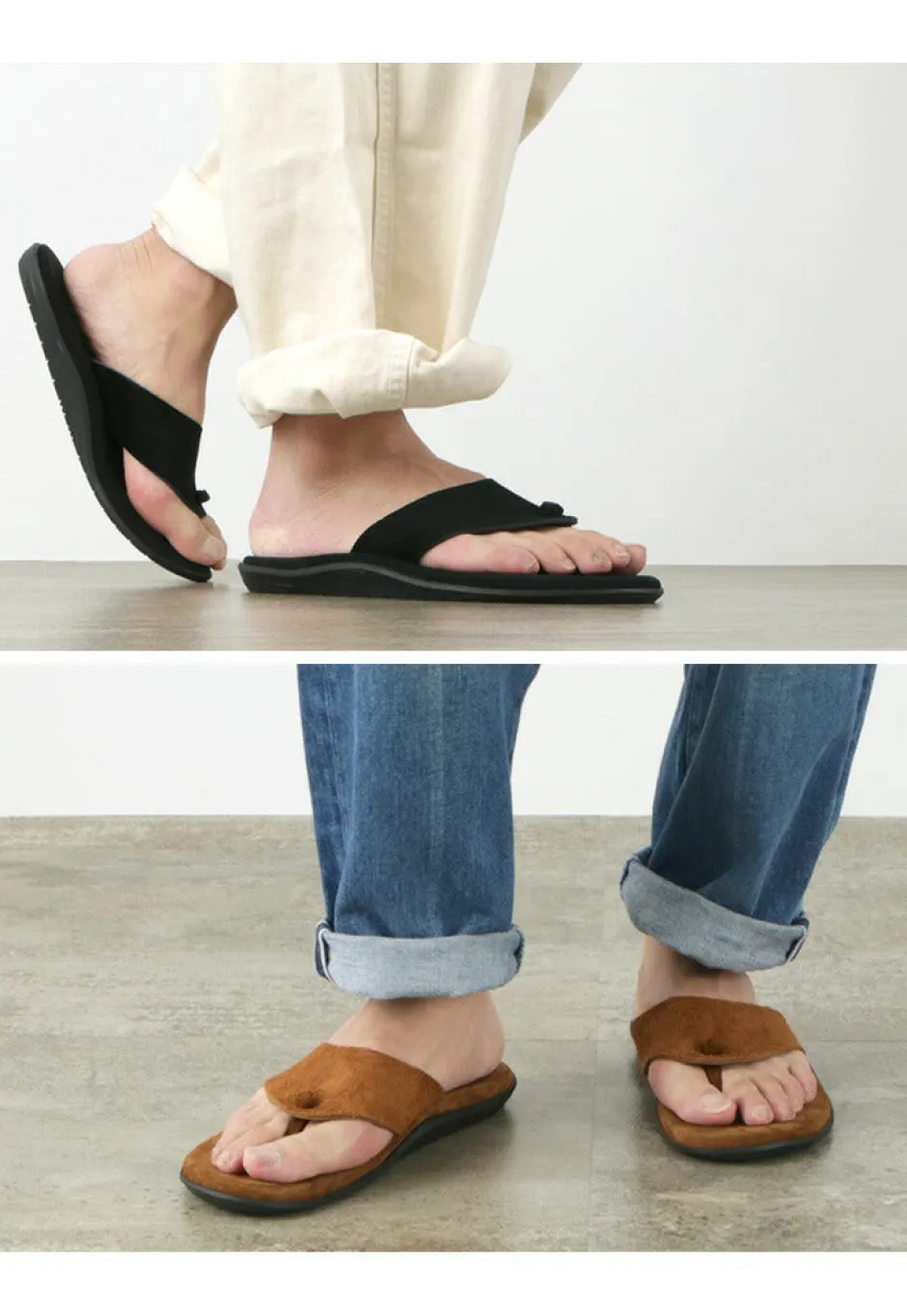 Sandals^ISLAND SLIPPER / Wide strap thong leather sandal