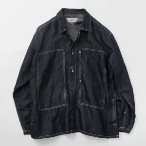 Jackets^JAPAN BLUE JEANS / Cotton Linen Denim Faux Army Pullover Jacket indigo