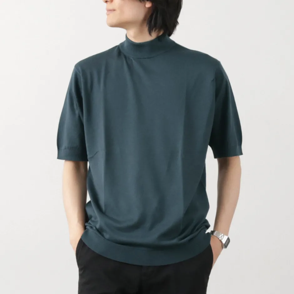 T-Shirts^JOHN SMEDLEY / Sea Island Cotton 30 Gauge Mock Neck Knit
