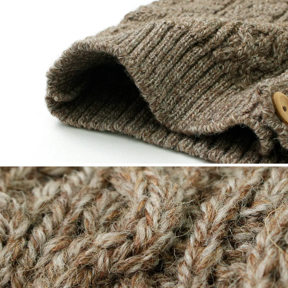 Knits^KERRY WOOLLEN MILLS / 5 Gauge 3 Ply Aran Cable Collarless Cardigan