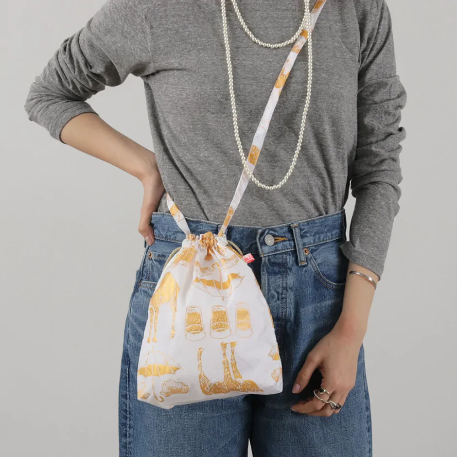 Shoulder Bags^MIKAMI / Printed Nylon Drawstring Bag Shoulder Bag
