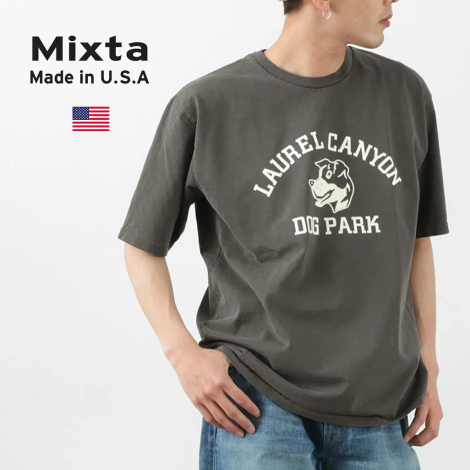 T-Shirts^MIXTA / Basic crew print T-shirt (dog park) black