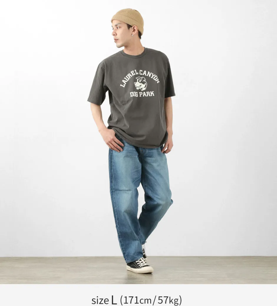 T-Shirts^MIXTA / Basic crew print T-shirt (dog park) black