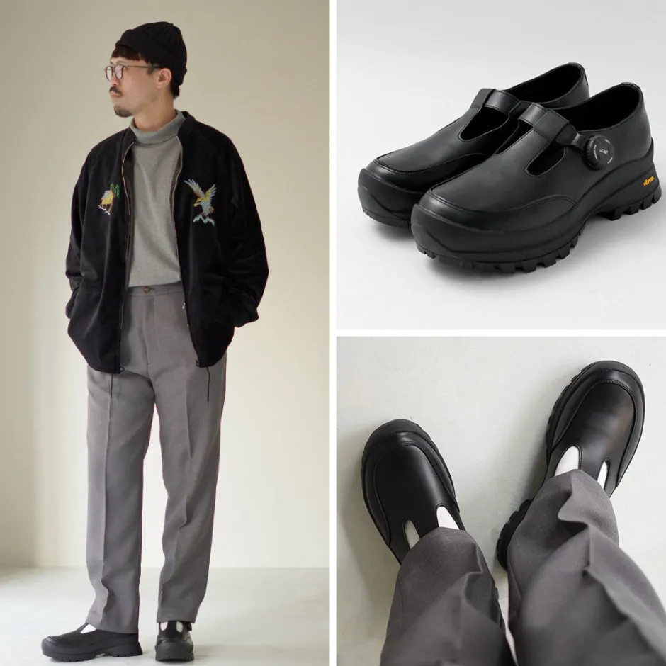Leather Shoes & Boots^MOLLE SHOES / Free Rock T-Strap Leather Shoes black