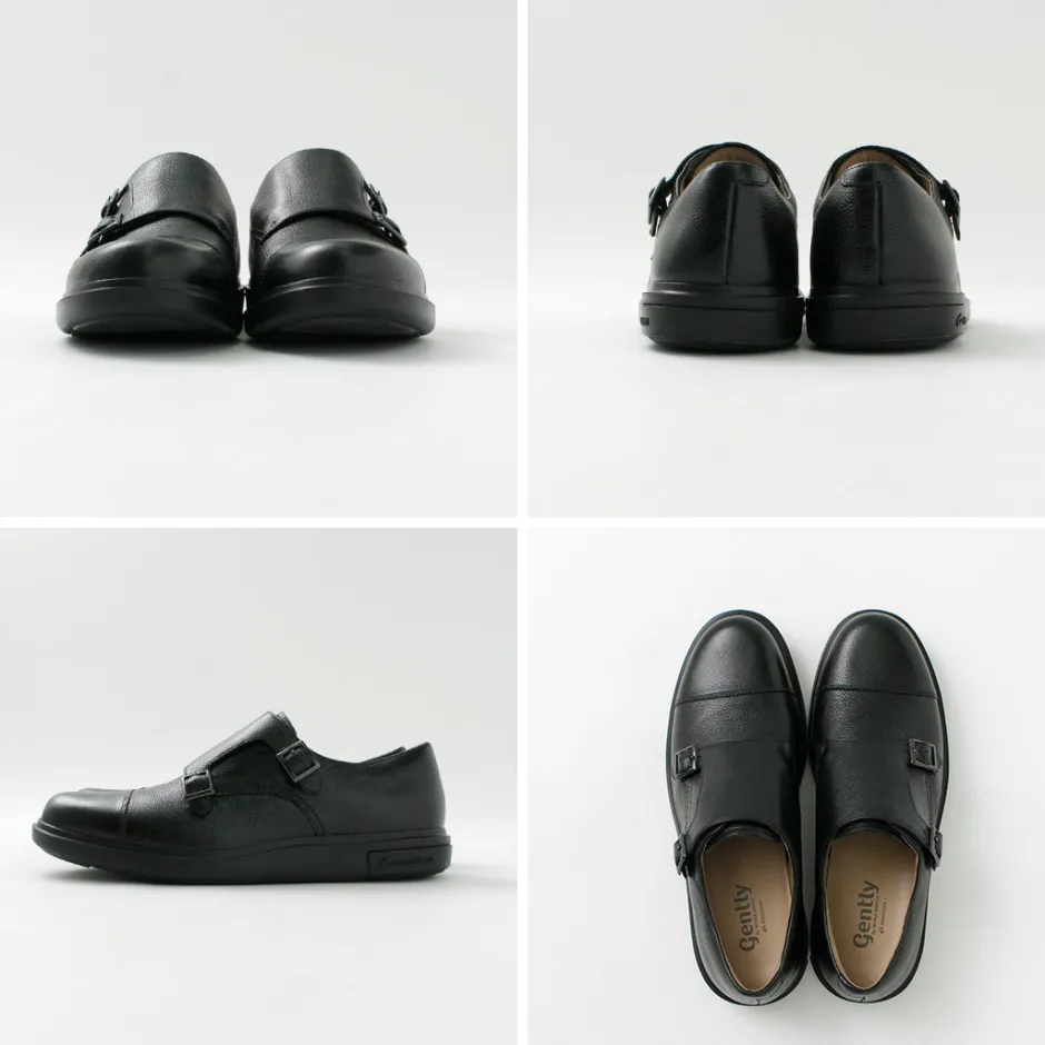 Leather Shoes & Boots^MOONSTAR / Breathable Waterproof Double Monk Strap Leather Shoes black